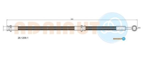 NISSAN шланг гальмівний задн. прав.Primera P11 -01 (диск. гальм.) ADRIAUTO 2812091