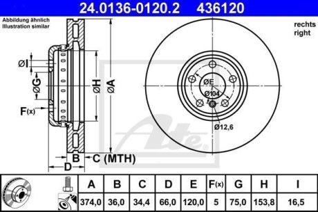 Диск гальмівний ATE 24013601202