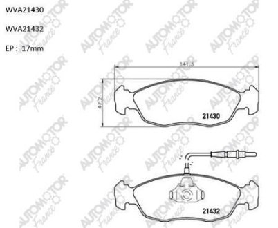 Колодки гальмівні передні Citroen Saxo (96-03)/Xsara (97-05)/Peugeot 106 (91-), 306 (94-01) AUTOMOTOR France ABP9106