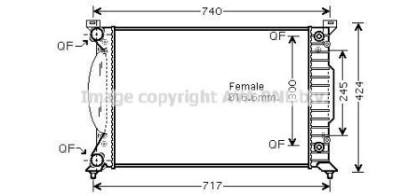 VW Радіатор охолодження Audi A4/6 01- AVA COOLING AI2202 (фото 1)