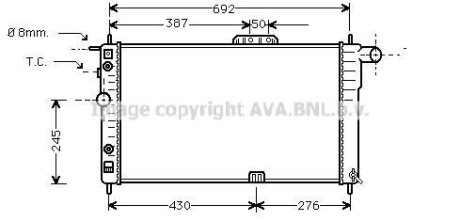 DAEWOO Радіатор охолодження двигуна (built-in oil cooler) Nexia 1.5 94- AVA COOLING DWA2002 (фото 1)