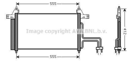 FIAT Радіатор кондиціонера (конденсатор) з осушувачем Stilo 01- AVA COOLING FT5253D (фото 1)