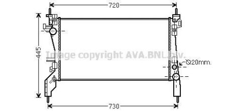 Радіатор охолодження двигуна Fiat Fiorino (07-)/Citroen Nemo (08-)/Peugeot Bipper (07-) 1.3 JTD Multijet AVA COOLING FTA2380 (фото 1)