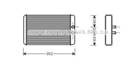 Радіатор обігрівача салону Citroen Jumper Fiat Ducato Peugeot Boxer 2,0d 2,2d 2,8d 02> AVA COOLING FTA6265 (фото 1)