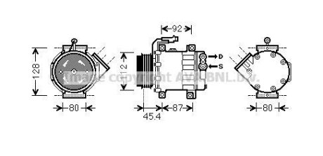 CITROEN Компресор кондиціонера JUMPER II 3.0 06-, FIAT, PEUGEOT AVA COOLING FTAK366 (фото 1)