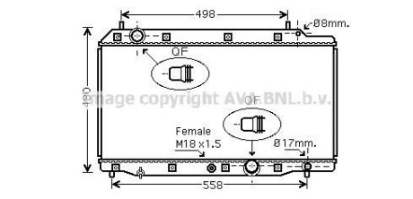 AVA HONDA Радіатор охолодження двиг. CR-V II 2.2 CTDi 05-, FR-V 2.2 i CTDi 05- AVA COOLING HD2215