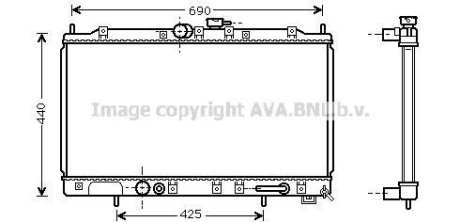 MITSUBISHI Радіатор охолодження двиг. GALANT VIII 2.0 96- 2.4 99-, 2.5 96- AVA COOLING MT2123 (фото 1)