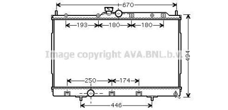 Радіатор охолодження MITSUBISHI OUTLANDER (CU2, 5W) (03-) (аналог MTА2183) (вир-во AVA) AVA COOLING MT2183