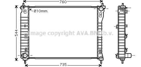 Радіатор охолодження двигуна Chevrolet Captiva Opel Antara (07-) 2,4i 3,2i MT AVA COOLING OLA2435 (фото 1)