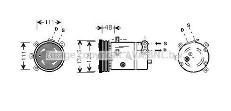 OPEL Компресор кондиціонера Astra F, Calibra A, Vectra A AVA COOLING OLAK280 (фото 1)