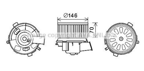 Вентилятор обігрівача салону Peugeot 206 (00-), 307 (00-) auto AC AVA AVA COOLING PE8378