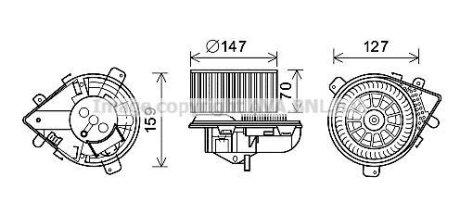 AVA CITROEN вентилятор салону Evasion, Jumpy, Fiat Scudo, Peugeot Expert, 806 95- AVA COOLING PE8395