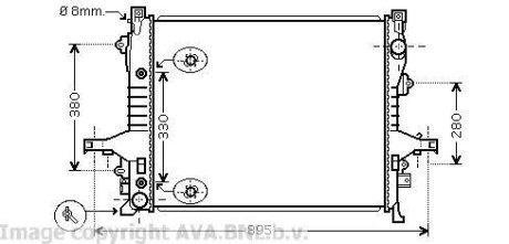 VOLVO Радіатор охолодження XC90 2.4/4.4 02- AVA COOLING VO2133 (фото 1)