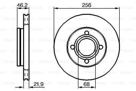 Диск гальмівний перед. (вентил.) AUDI 80 86-91, 100 -90 (256*22) BOSCH 0986478018 (фото 1)