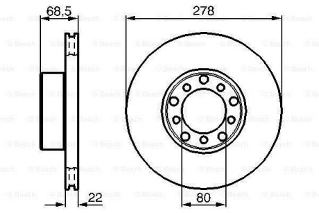 DB диск гальмівний передній W126 80-85 BOSCH 0986478061