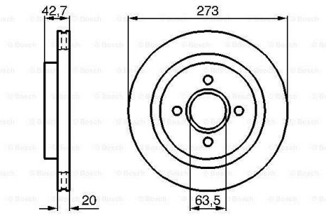 VW диск гальмівний передній Bora 10/00-, A3 04/99-, Octavia 08/00- BOSCH 0986478816