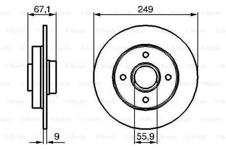 Диск гальмівний задн (без. підш) Citroen C3,C4 Peugeot 207,307 (249*9) BOSCH 0986479219