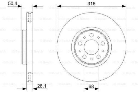 Диск гальм. передн. Volvo XC 90 02- (316*28) BOSCH 0986479322