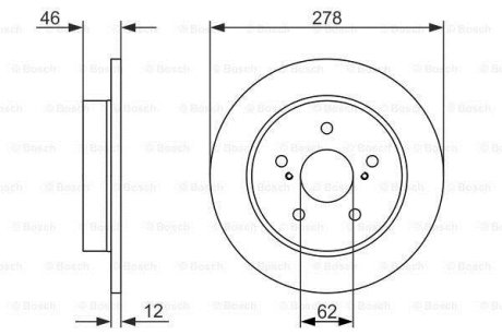 Диск гальм. задн. SUZUKI KIZASHI 10- BOSCH 0986479752 (фото 1)