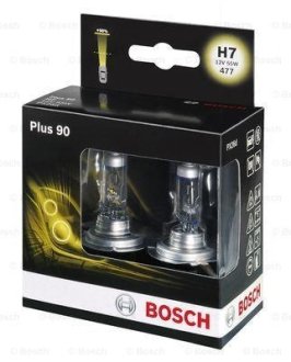 Лампа галогенная Plus 90 H7 12V 55W (2 шт.) BOSCH 1987301075