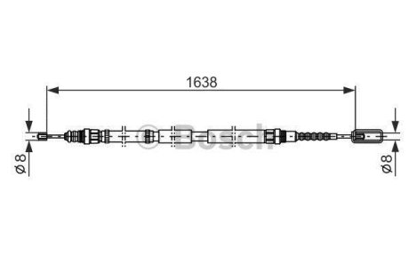 PEUGEOT трос ручного гальма проміж. 605 BOSCH 1987477688