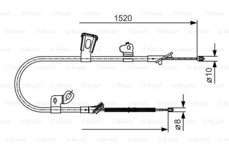 TOYOTA трос ручного гальма задн. лів. YARIS -05 BOSCH 1987477918 (фото 1)
