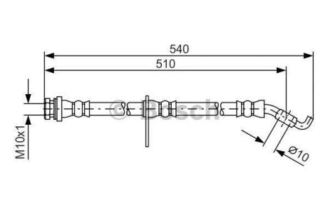 Шланг гальмівний передн Opel Agila -14 BOSCH 1987481560 (фото 1)