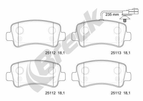 Комплект гальмівних колодок BRECK 251120070310