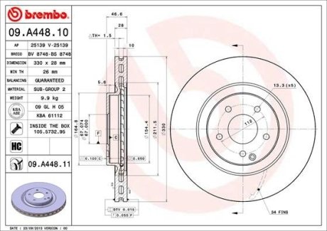 Диск тормозной BREMBO 09.A448.10 (фото 1)