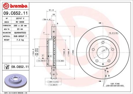 Диск тормозной BREMBO 09.C652.11