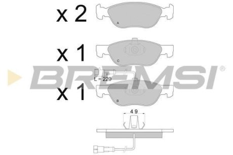 Гальмівні колодки пер. Fiat Bravo/Marea 96-02 (ATE) (156,3x52,6x17,6) BREMSI BP2667