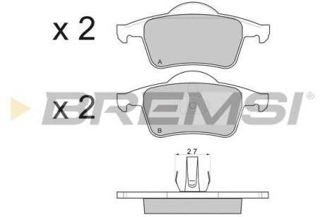 Гальмівні колодки зад. Volvo S60/S80/V70/XC70 95-10 (ATE) BREMSI BP2843