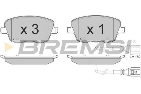 Гальмівні колодки пер. VW Polo 01-/Skoda Fabia 03-14 (TRW) (131,4x62,7x18,8) BREMSI BP3013 (фото 1)