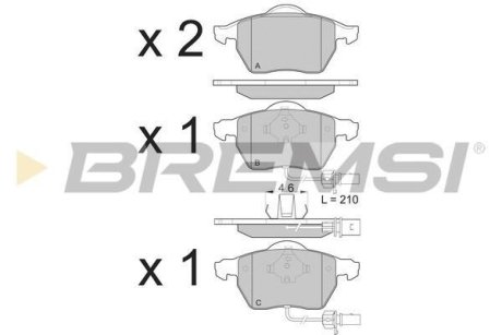 Гальмівні колодки пер. Passat B5/Audi A4/A6 00-05 BREMSI BP3071 (фото 1)
