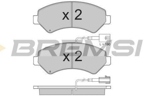 Гальмівні колодки пер. Jumper/Ducato/Boxer 06- (1.7t) BREMSI BP3323 (фото 1)