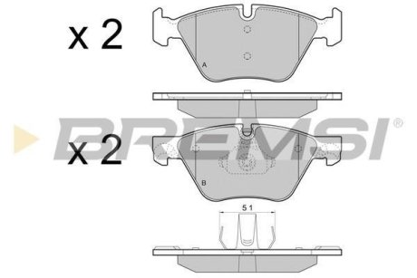 Гальмівні колодки пер. BMW 5 (F10) 10- (ATE) (154,8x63,6x19,3) BREMSI BP3447