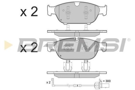 Гальмівні колодки пер. Audi A6/A8 10- (ATE) BREMSI BP3476 (фото 1)