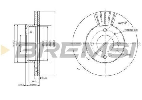 Гальмівний диск перед. Hyundai Accent II 00-05 (241x19) (заміна на CD7632V) BREMSI DBB632V