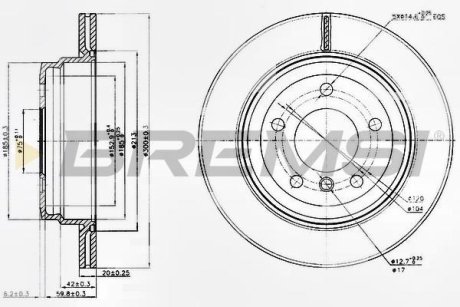 Гальмівний диск зад. BMW 1 (E87)/3 (E90)/X1 (E84) 05-15 (300x20) (заміна на CD7697V) BREMSI DBB697V (фото 1)