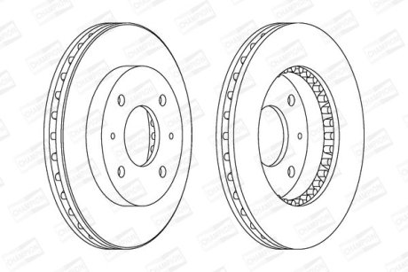 Диск гальмівний передній (кратно 2) Volvo S40, V40/Mitsubishi Carisma, Galant, Lancer (98-) CHAMPION 561926CH (фото 1)