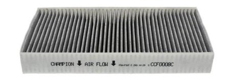 Фільтр повітр. салону (вугілля) PEUGEOT 407 04- (150*40*315) CHAMPION CCF0008C (фото 1)