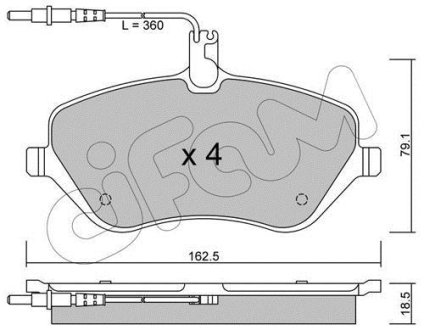 Гальмівні колодки пер. Peugeot 407/607 04- (TRW) (162,3x79,1x18,4) CIFAM 8226010