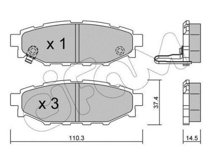 SUBARU гальмівні колодки задн. Forester,Impreza,Legacy,Outback CIFAM 8227640 (фото 1)