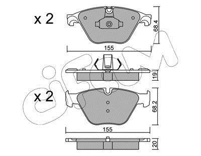 Гальмівні колодки пер. BMW 5 (F10) 10- (ATE) (155,1x68,5x18,9) CIFAM 8229180