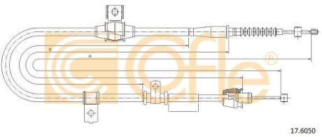 Трос ручного гальма зад. KIA CERATO 04- (-ABS) Л. (1576/1404) COFLE 176050