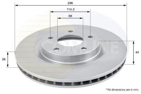 - Диск гальмівний вентильований з покриттям COMLINE ADC0274V