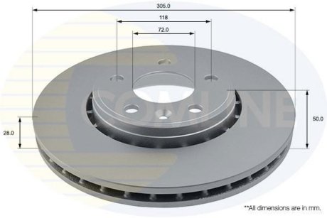 - Диск гальмівний вентильований з покриттям COMLINE ADC1110V