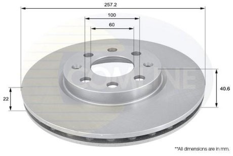 - Диск гальмівний вентильований з покриттям COMLINE ADC1138V
