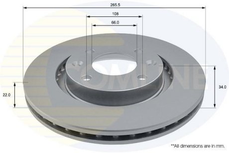 - Диск гальмівний вентильований з покриттям COMLINE ADC1518V