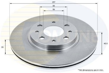 - Диск гальмівний вентильований з покриттям COMLINE ADC1803V